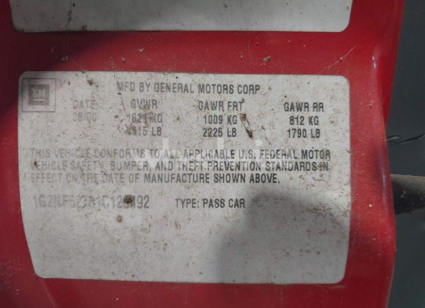 Photo 9 of 2001 Pontiac Grand AM SE1 (VIN 1G2NF52T31C129492)