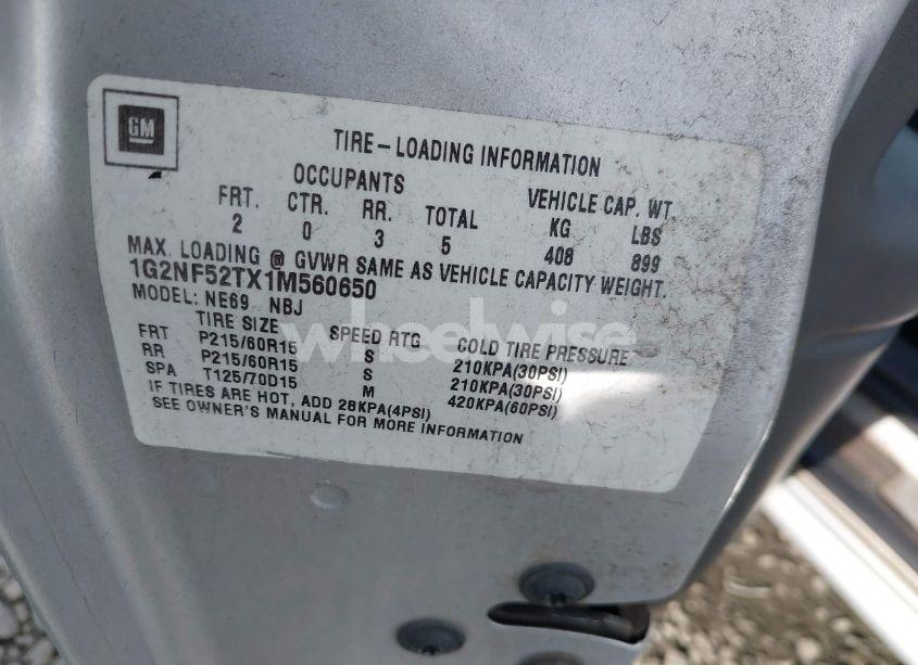 Photo 9 of 2001 Pontiac Grand AM SE1 (VIN 1G2NF52TX1M560650)