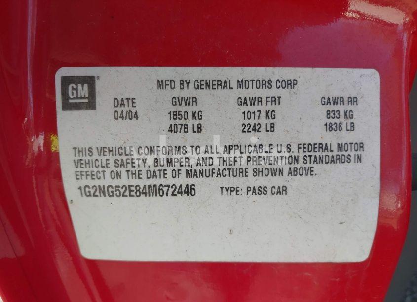 Photo 9 of 2004 Pontiac Grand AM SE2 (VIN 1G2NG52E84M672446)