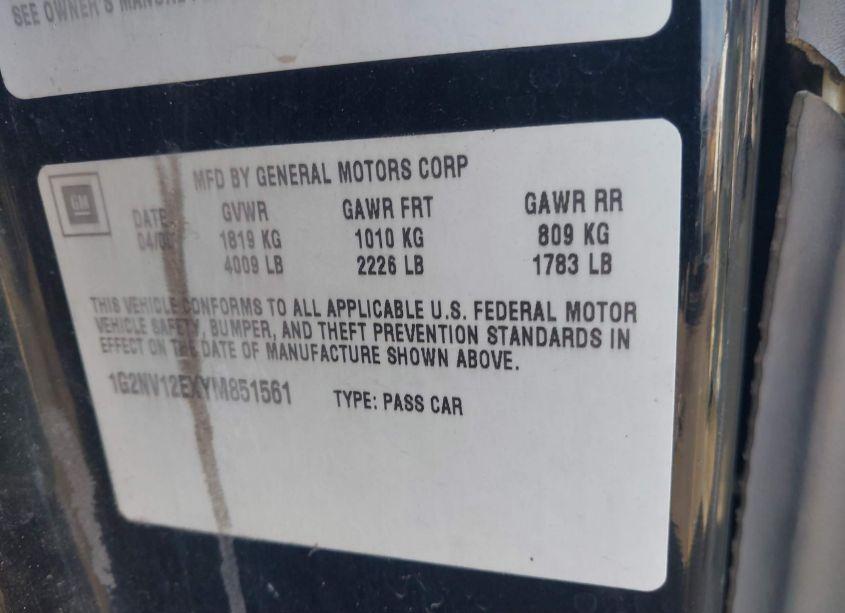 Photo 9 of 2000 Pontiac Grand AM GT1 (VIN 1G2NV12EXYM851561)