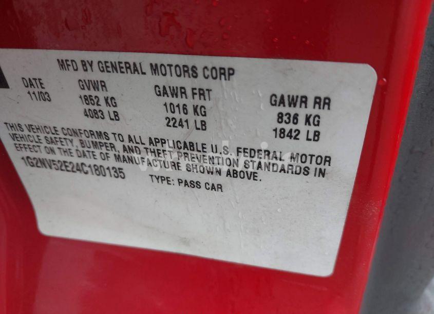 Photo 9 of 2004 Pontiac Grand AM GT1 (VIN 1G2NV52E24C180135)