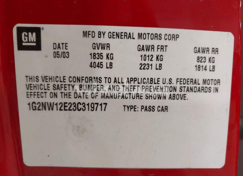 Photo 9 of 2003 Pontiac Grand AM GT (VIN 1G2NW12E23C319717)