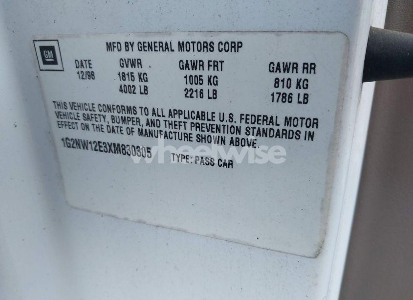 Photo 9 of 1999 Pontiac Grand AM GT (VIN 1G2NW12E3XM830305)