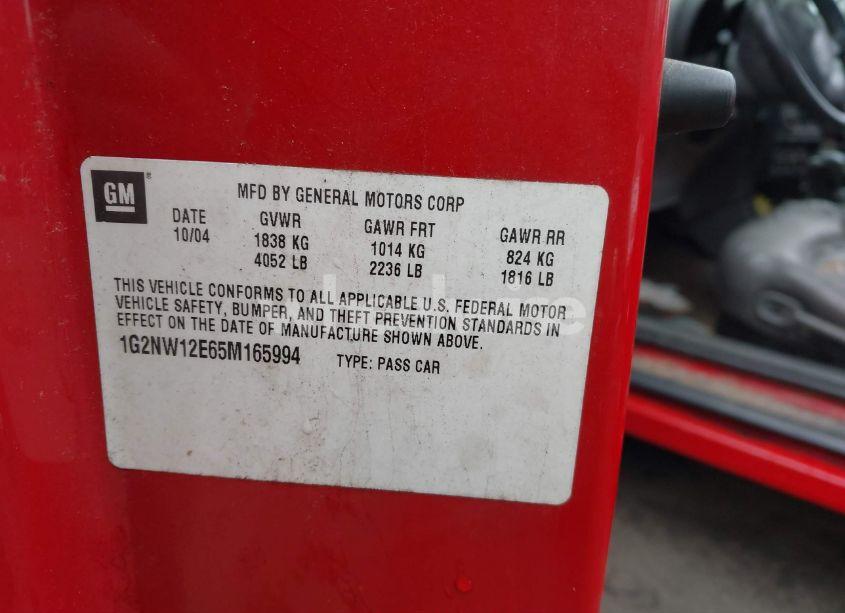 Photo 9 of 2005 Pontiac Grand AM GT (VIN 1G2NW12E65M165994)