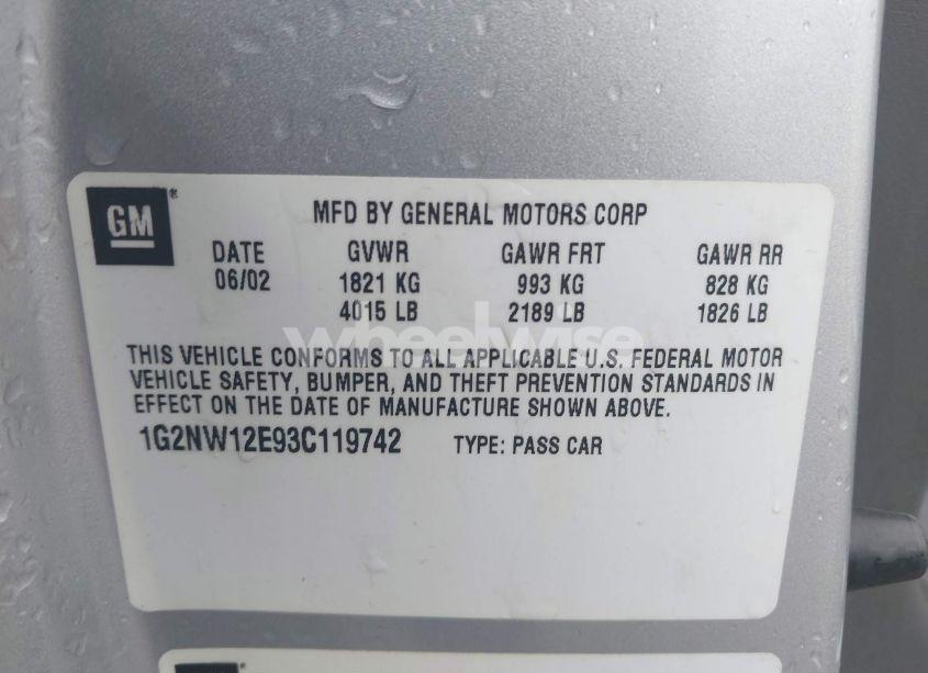 Photo 9 of 2003 Pontiac Grand AM GT (VIN 1G2NW12E93C119742)