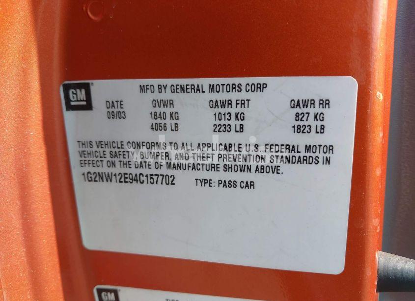 Photo 9 of 2004 Pontiac Grand AM GT (VIN 1G2NW12E94C157702)