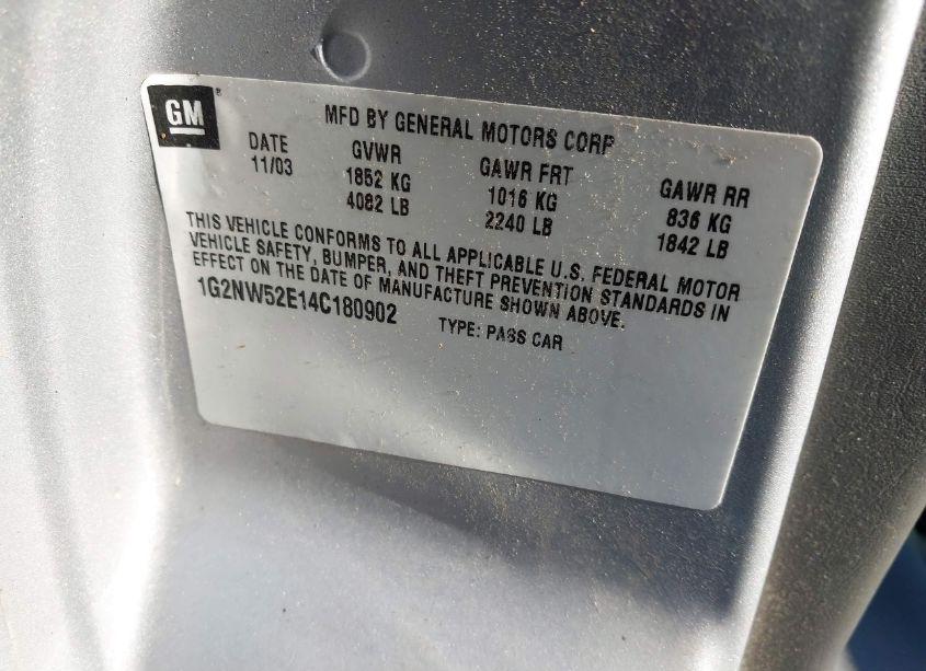 Photo 9 of 2004 Pontiac Grand AM GT (VIN 1G2NW52E14C180902)