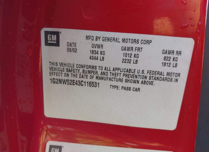 Photo 9 of 2003 Pontiac Grand AM GT (VIN 1G2NW52E43C116531)