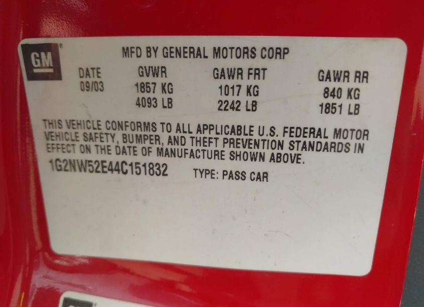 Photo 9 of 2004 Pontiac Grand AM GT (VIN 1G2NW52E44C151832)