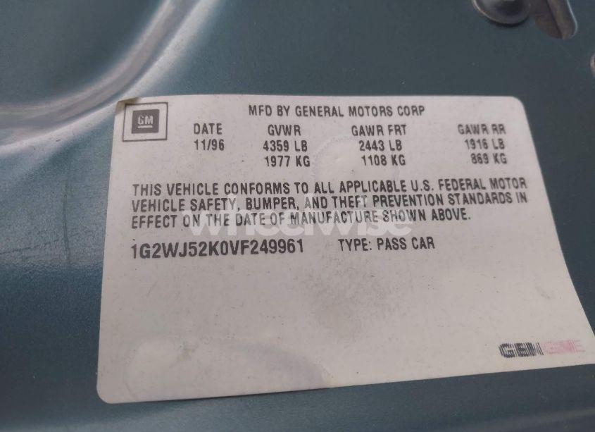 Photo 9 of 1997 Pontiac Grand PRIX SE CMI (VIN 1G2WJ52K0VF249961)