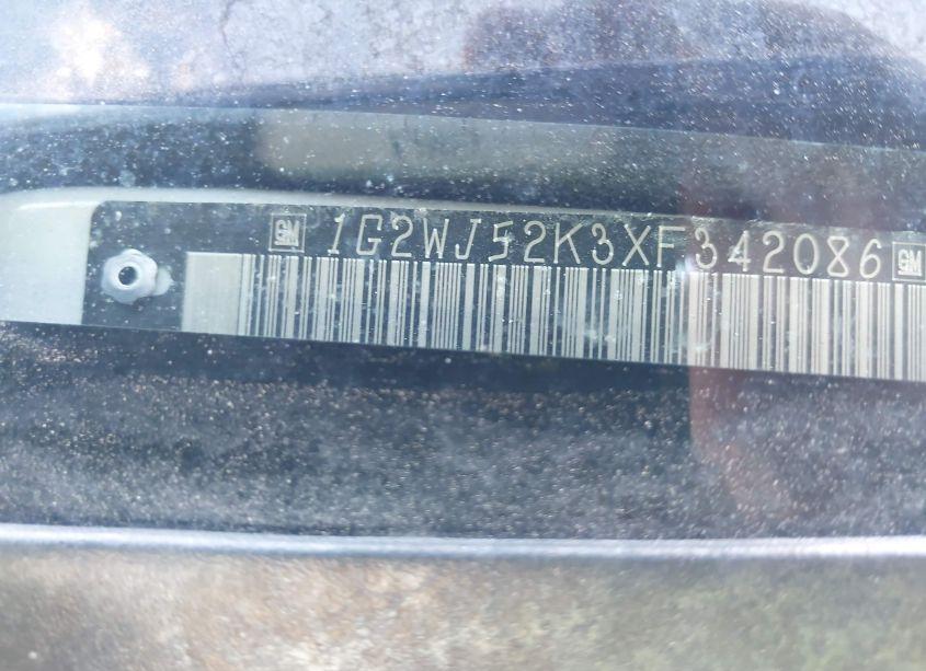 Photo 9 of 1999 Pontiac Grand PRIX SE (VIN 1G2WJ52K3XF342086)