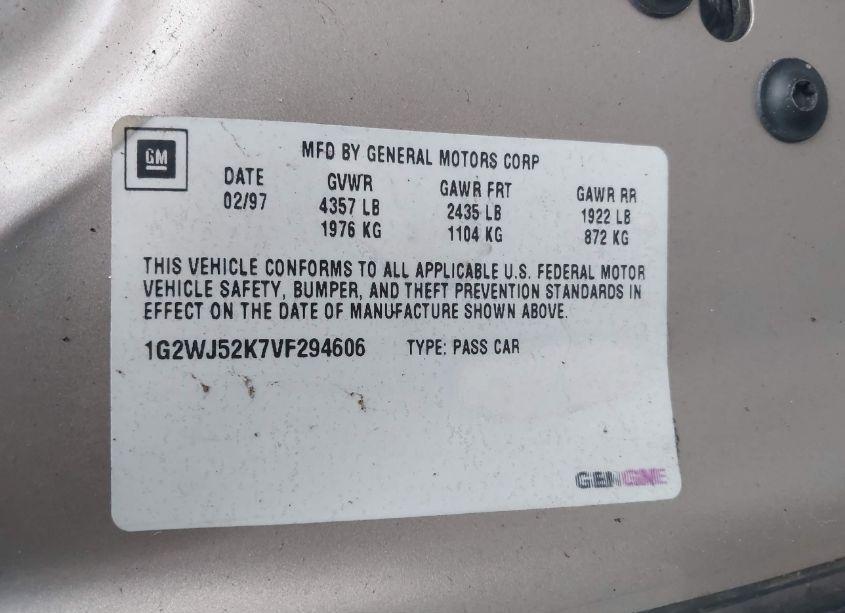 Photo 9 of 1997 Pontiac Grand PRIX SE CMI (VIN 1G2WJ52K7VF294606)