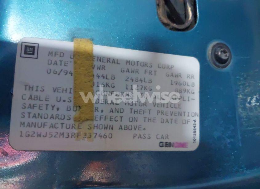 Photo 9 of 1994 Pontiac Grand PRIX SE (VIN 1G2WJ52M3RF337460)