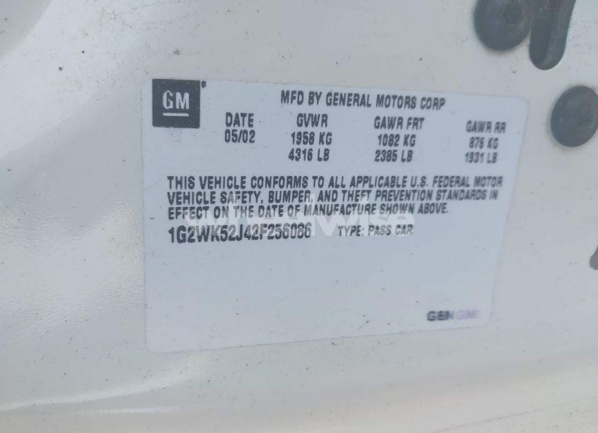 Photo 9 of 2002 Pontiac Grand PRIX SE (VIN 1G2WK52J42F256086)