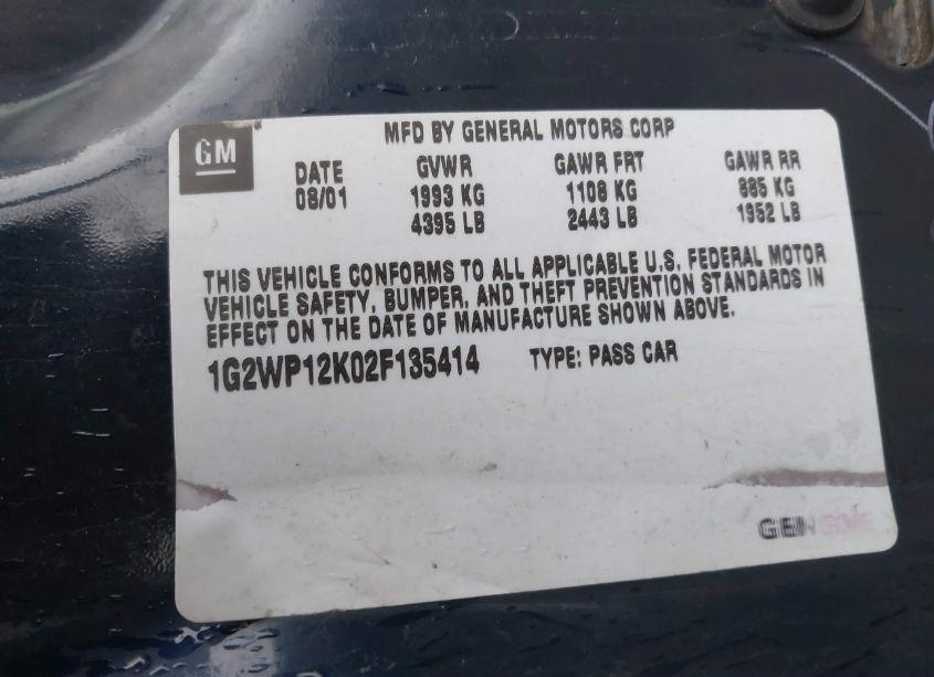 Photo 9 of 2002 Pontiac Grand PRIX GT (VIN 1G2WP12K02F135414)