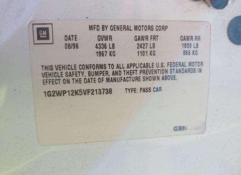 Photo 9 of 1997 Pontiac Grand PRIX GT (VIN 1G2WP12K5VF213738)