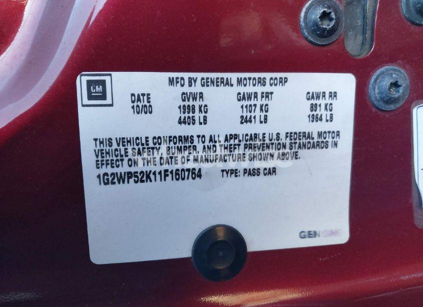 Photo 9 of 2001 Pontiac Grand PRIX GT (VIN 1G2WP52K11F160764)