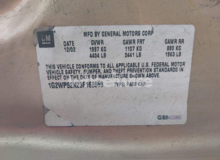 Photo 9 of 2003 Pontiac Grand PRIX GT (VIN 1G2WP52K23F162669)