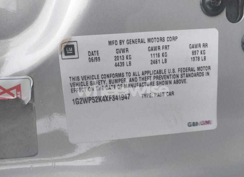 Photo 9 of 1999 Pontiac Grand PRIX GT (VIN 1G2WP52K4XF341947)