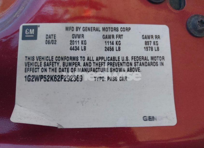 Photo 9 of 2002 Pontiac Grand PRIX GT (VIN 1G2WP52K62F292369)