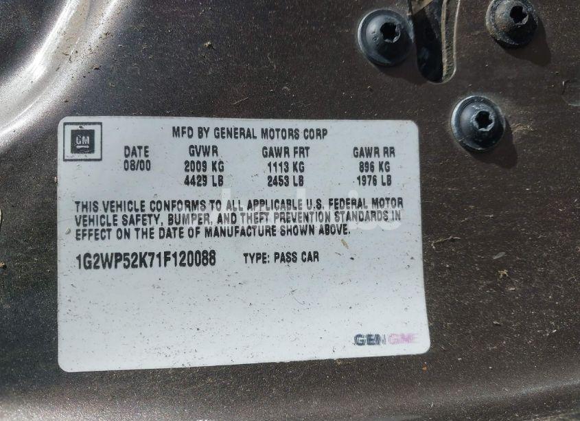 Photo 9 of 2001 Pontiac Grand PRIX GT (VIN 1G2WP52K71F120088)