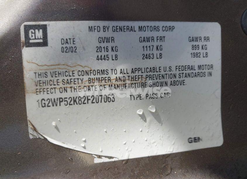 Photo 9 of 2002 Pontiac Grand PRIX GT (VIN 1G2WP52K82F207063)