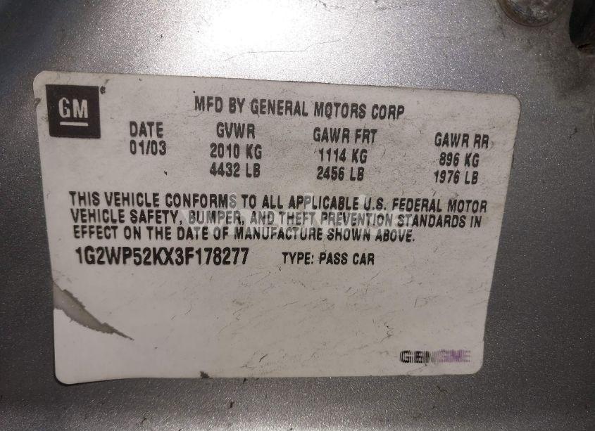 Photo 9 of 2003 Pontiac Grand PRIX GT (VIN 1G2WP52KX3F178277)