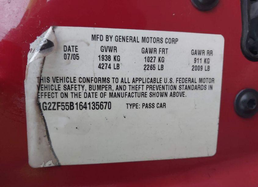 Photo 9 of 2006 Pontiac G6 (VIN 1G2ZF55B164135670)