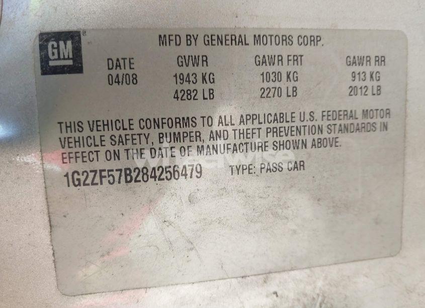 Photo 9 of 2008 Pontiac G6 VALUE LEADER (VIN 1G2ZF57B284256479)