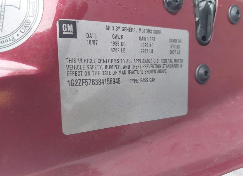 Photo 9 of 2008 Pontiac G6 VALUE LEADER (VIN 1G2ZF57B384158948)