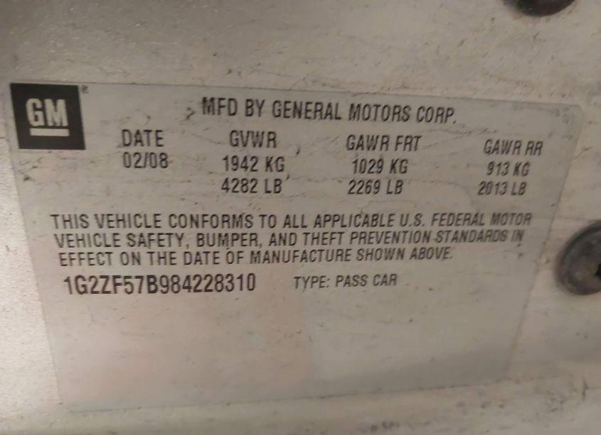 Photo 9 of 2008 Pontiac G6 VALUE LEADER (VIN 1G2ZF57B984228310)