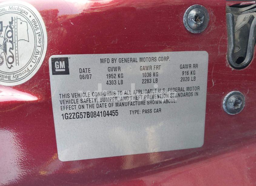 Photo 9 of 2008 Pontiac G6 (VIN 1G2ZG57B084104455)