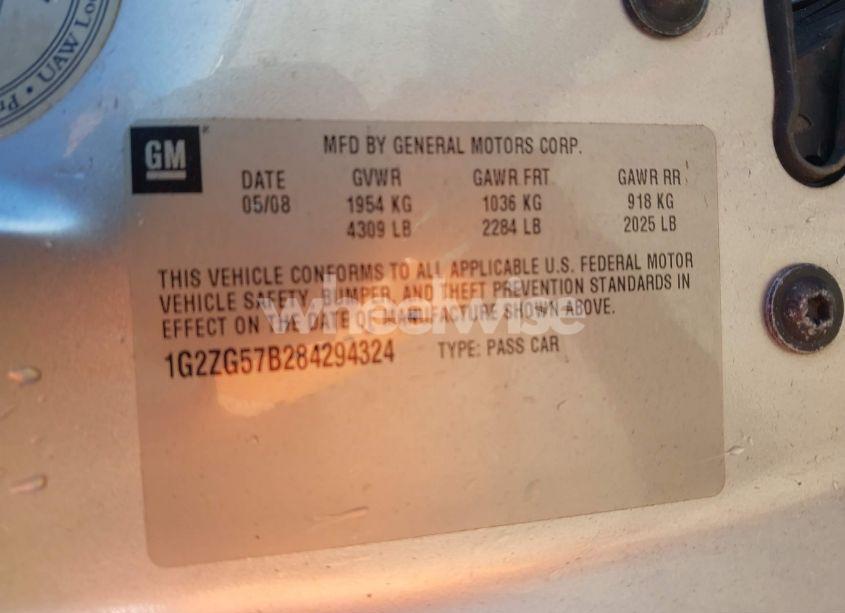 Photo 9 of 2008 Pontiac G6 (VIN 1G2ZG57B284294324)