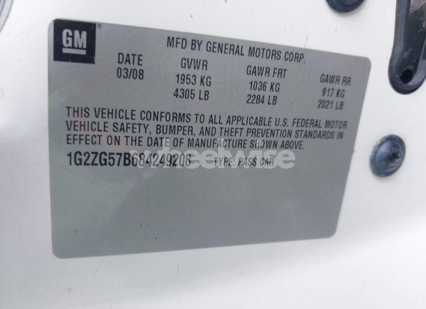 Photo 9 of 2008 Pontiac G6 (VIN 1G2ZG57B684249208)