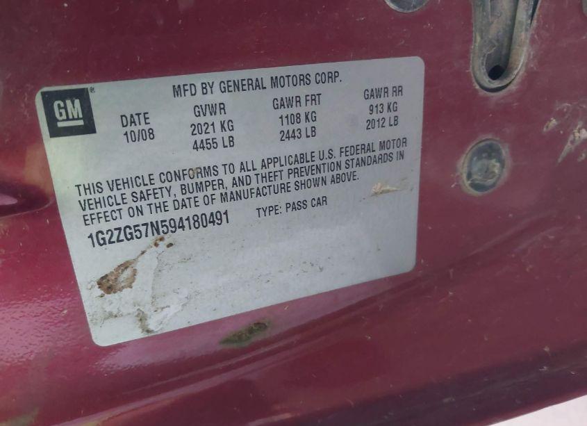 Photo 9 of 2009 Pontiac G6 (VIN 1G2ZG57N594180491)