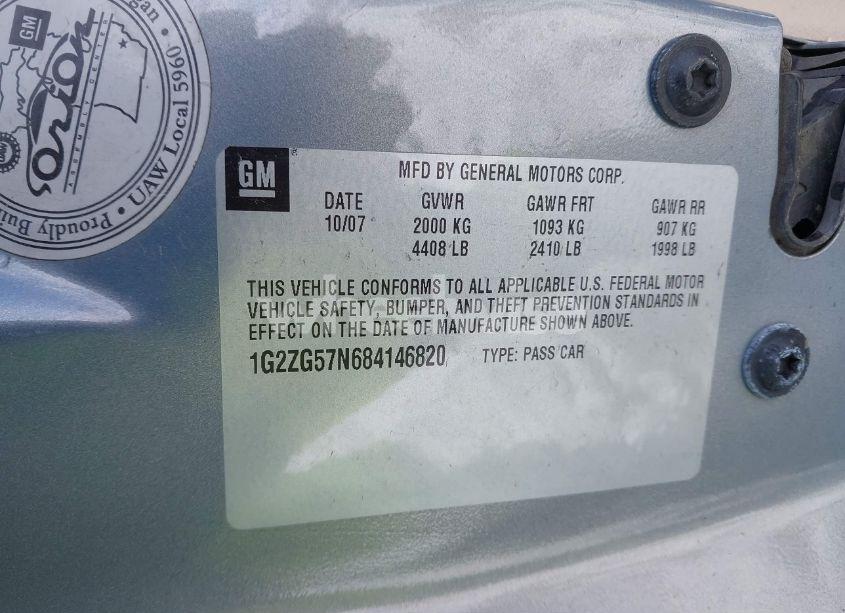 Photo 9 of 2008 Pontiac G6 (VIN 1G2ZG57N684146820)