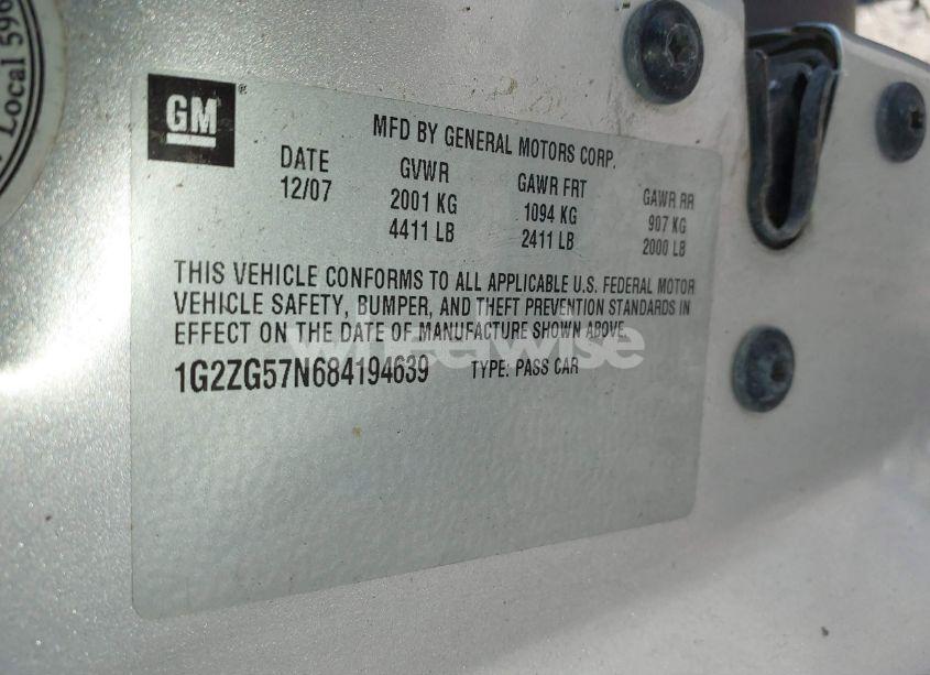 Photo 9 of 2008 Pontiac G6 (VIN 1G2ZG57N684194639)