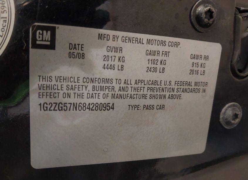 Photo 9 of 2008 Pontiac G6 (VIN 1G2ZG57N684280954)