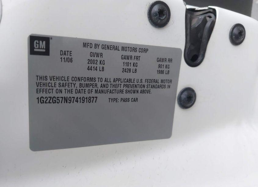 Photo 9 of 2007 Pontiac G6 (VIN 1G2ZG57N974191877)