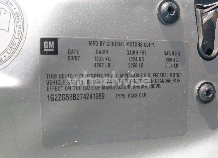 Photo 9 of 2007 Pontiac G6 (VIN 1G2ZG58B274241989)