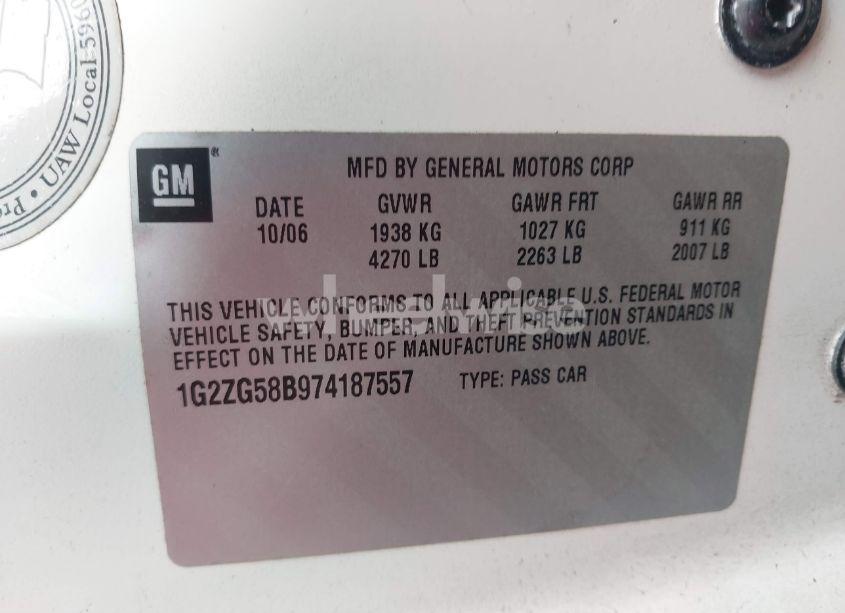 Photo 9 of 2007 Pontiac G6 (VIN 1G2ZG58B974187557)