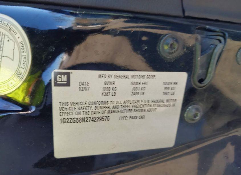 Photo 9 of 2007 Pontiac G6 (VIN 1G2ZG58N274229576)