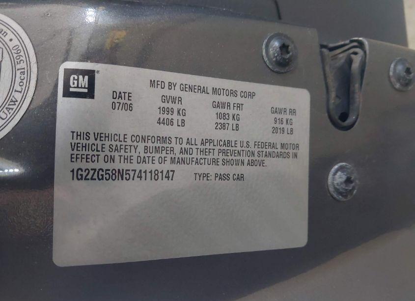 Photo 9 of 2007 Pontiac G6 (VIN 1G2ZG58N574118147)