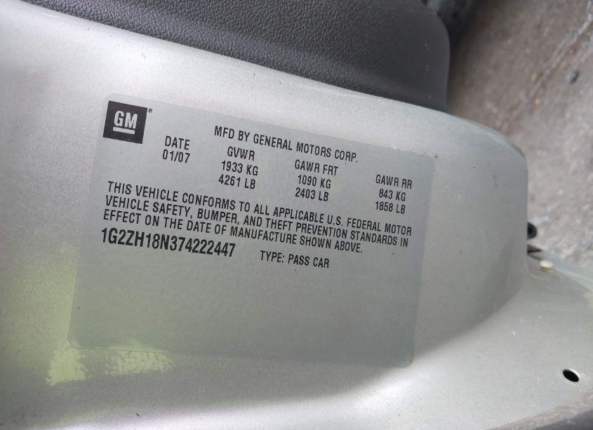 Photo 9 of 2007 Pontiac G6 GT (VIN 1G2ZH18N374222447)