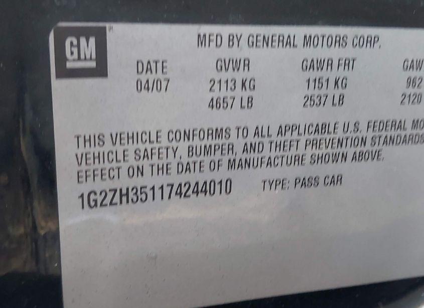 Photo 9 of 2007 Pontiac G6 GT (VIN 1G2ZH351174244010)