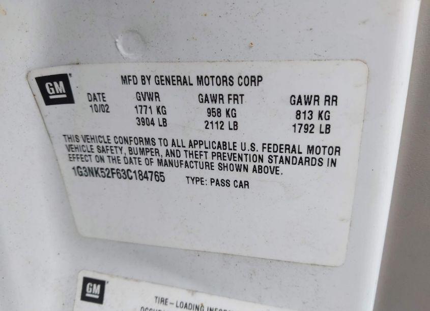 Photo 9 of 2003 Oldsmobile Alero GX (VIN 1G3NK52F63C184765)