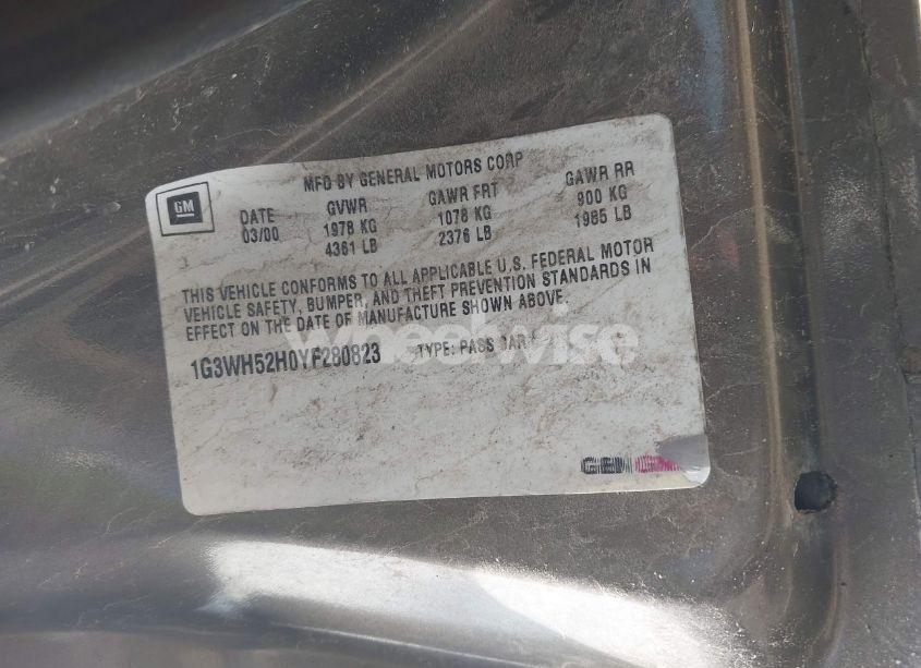 Photo 9 of 2000 Oldsmobile Intrigue GX (VIN 1G3WH52H0YF280823)