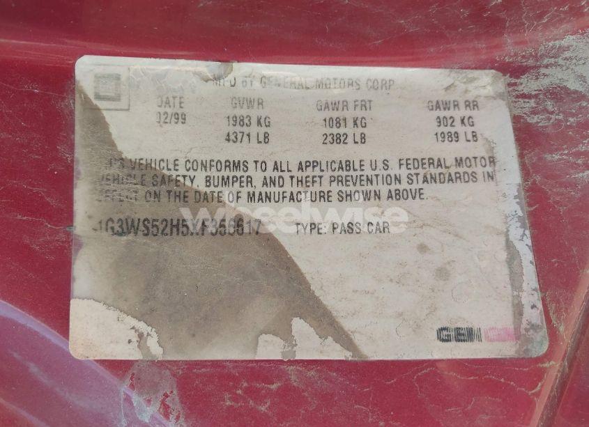 Photo 9 of 1999 Oldsmobile Intrigue GL (VIN 1G3WS52H5XF356617)