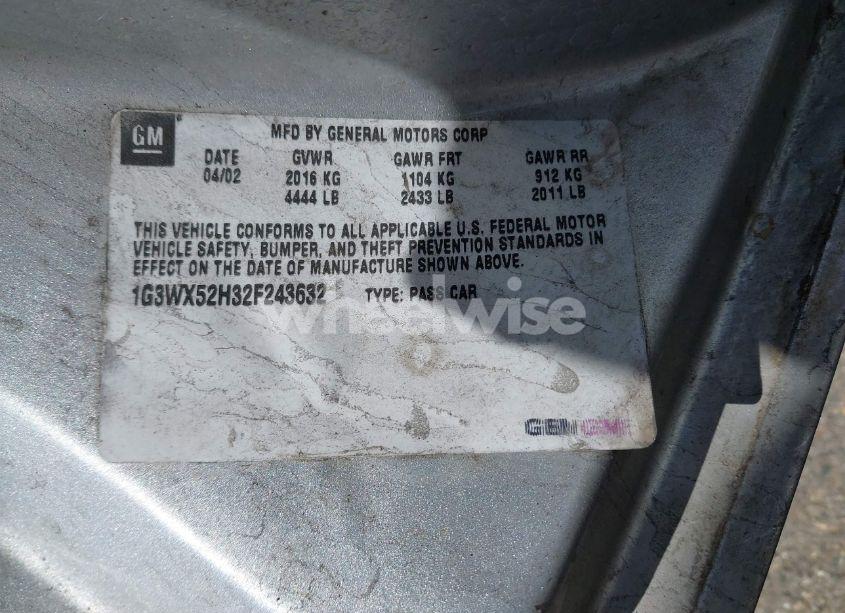 Photo 9 of 2002 Oldsmobile Intrigue GLS (VIN 1G3WX52H32F243632)