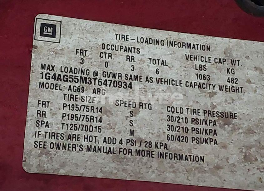 Photo 9 of 1996 Buick Century SPECIAL/CUSTOM/LIMITED (VIN 1G4AG55M3T6470934)